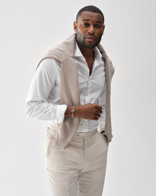 A Chain Bracelet in polished silver from Waldor & Co. The model is Noble Chain Polished Silver